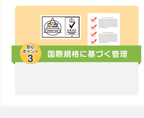 安心ポイント3 国際規格に基づく管理