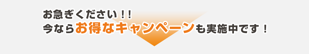 お急ぎください！！今ならお得なキャンペーンも実施中です！